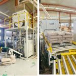 15 کیلوگرم گلوله های چوبی توزین کیسه های پرکننده خط پالت سازی آماده تحویل است